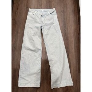 Maison 123 Paris Women Light Wash Wide Leg Jeans High Rise Stretch Denim 42/40